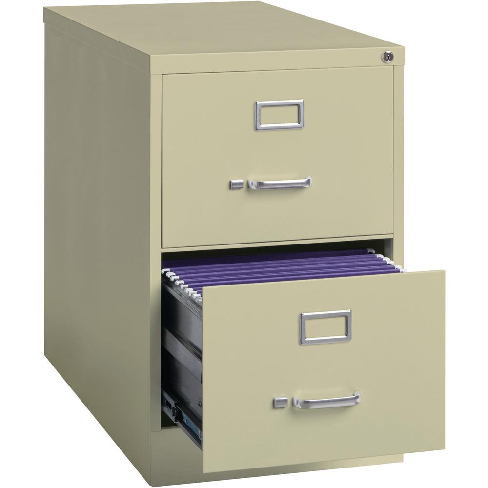 Lorell Fortress Series 26-1/2" Commercial-Grade Vertical File Cabinet - 18" Width x 26.5" Depth x 28.4" Height - 2 x Drawer(s) for File - Legal - Vertical - Lockable, Ball-bearing Suspension, Heavy Du. Picture 7