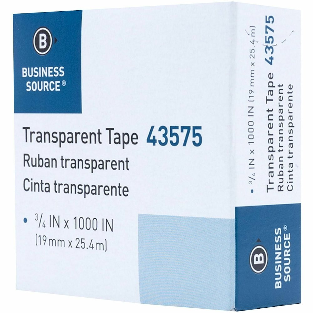Business Source All-purpose Transparent Glossy Tape - 27.78 yd Length x 0.75" Width - 1" Core - Clear - For Sealing, Mending, Protecting - 12 / Pack. Picture 11