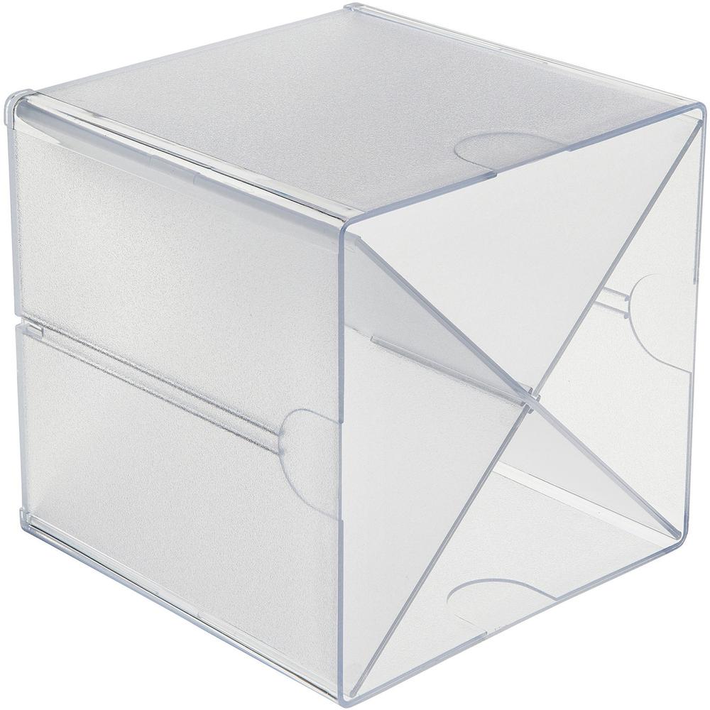 Deflecto Stackable Cube Organizer - 4 Compartment(s) - 6" Height x 6" Width x 7.25" Depth - Desktop - Stackable - Clear - Plastic - 1 Each. Picture 8