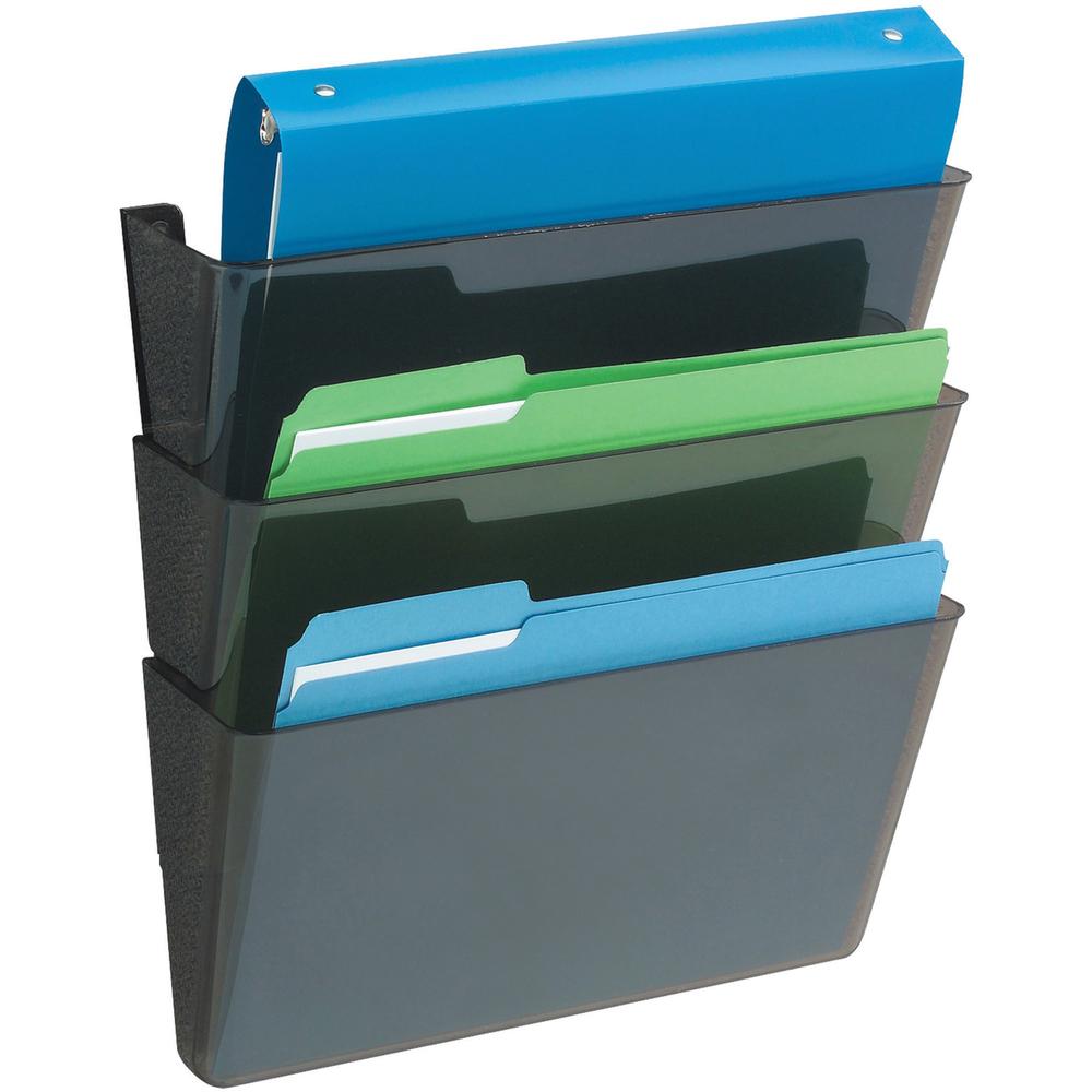 Deflecto EZ Link DocuPocket - 3 Pocket(s) - 7" Height x 13" Width x 4" Depth - Stackable - 50% Recycled - Black - Plastic - 3 / Set. Picture 4