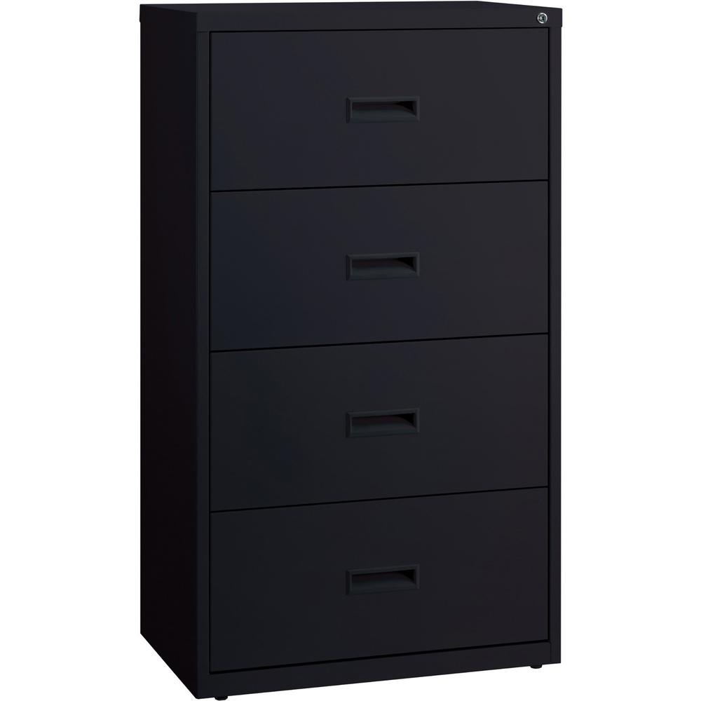 Lorell Value Lateral File - 4-Drawer - 30" Width x 18.6" Depth x 52.5" Height - 4 x Drawer(s) for File - A4, Legal, Letter - Adjustable Glide, Ball-bearing Suspension, Label Holder - Black - Steel - R. Picture 5