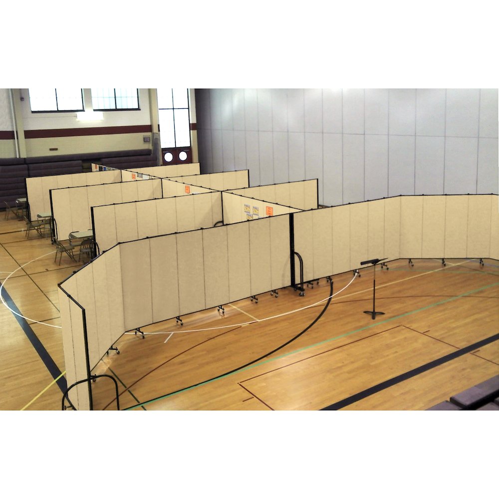 Screenflex Portable Room Dividers - 72" Height x 20.4 ft Length - Black Metal Frame - Polyester - Stone - 1 Each. Picture 16