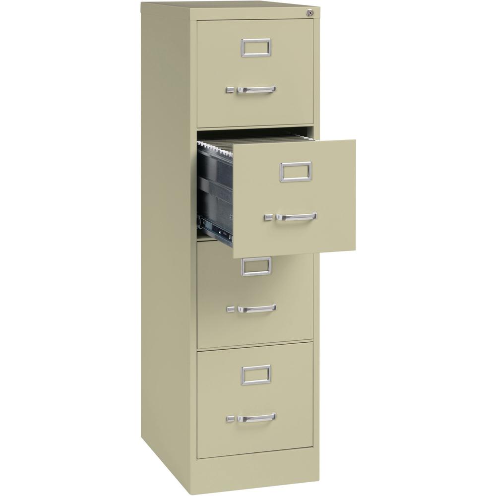Lorell Fortress Series 22" Commercial-Grade Vertical File Cabinet - 15" Width x 22" Depth x 52" Height - 4 x Drawer(s) for File - Letter - Lockable, Ball-bearing Suspension - Putty - Steel - Recycled. Picture 6