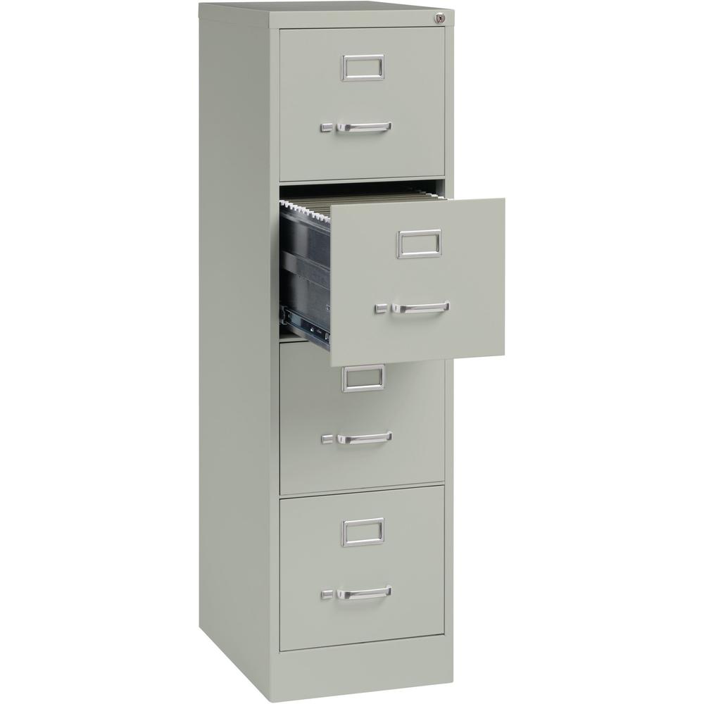 Lorell Fortress Series 22" Commercial-Grade Vertical File Cabinet - 15" Width x 22" Depth x 52" Height - 4 x Drawer(s) for File - Letter - Lockable, Ball-bearing Suspension - Light Gray - Steel - Recy. Picture 6