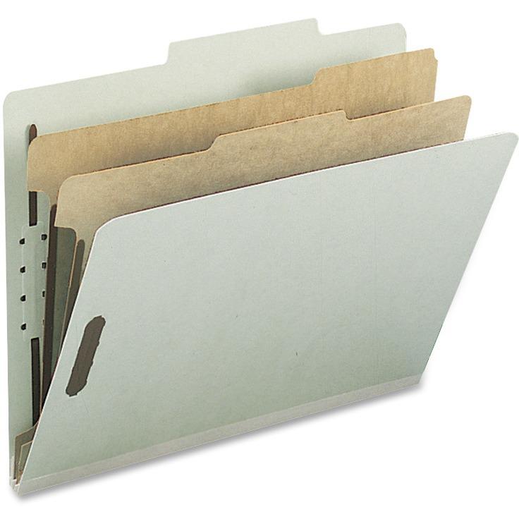 Nature Saver 2/5 Tab Cut Letter Yes Classification Folder - 8 1/2" x 11" - 2" Expansion - Prong K Style Fastener - 2" for Folder, 1" for Divider - 2 Divider - 25 pt. - Fiberboard, Pressboard, Tyvek - . Picture 3