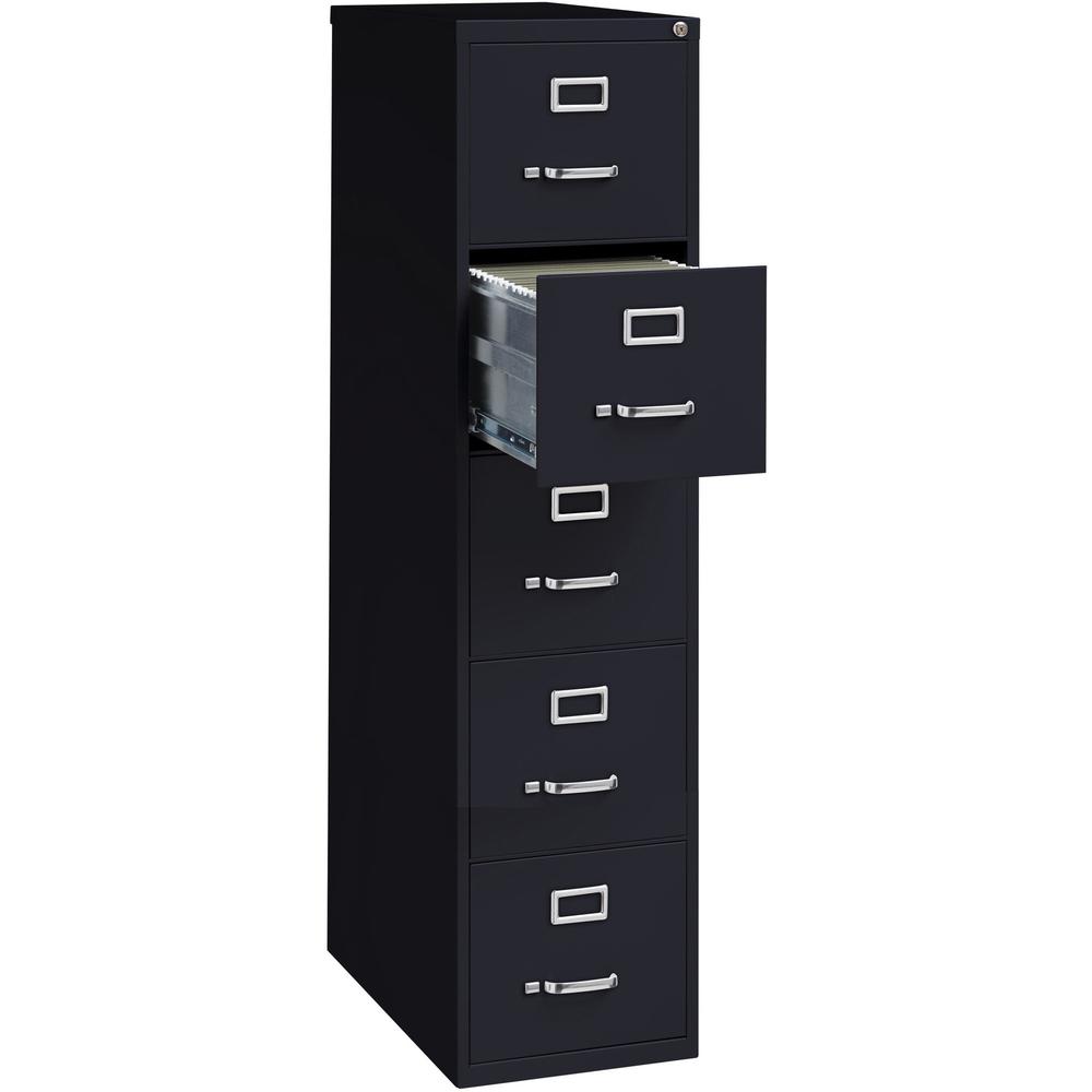 Lorell Fortress Series 26-1/2" Commercial-Grade Vertical File Cabinet - 15" Width x 26.5" Depth x 61.6" Height - 5 x Drawer(s) for File - Letter - Vertical - Heavy Duty, Security Lock, Ball-bearing Su. Picture 6