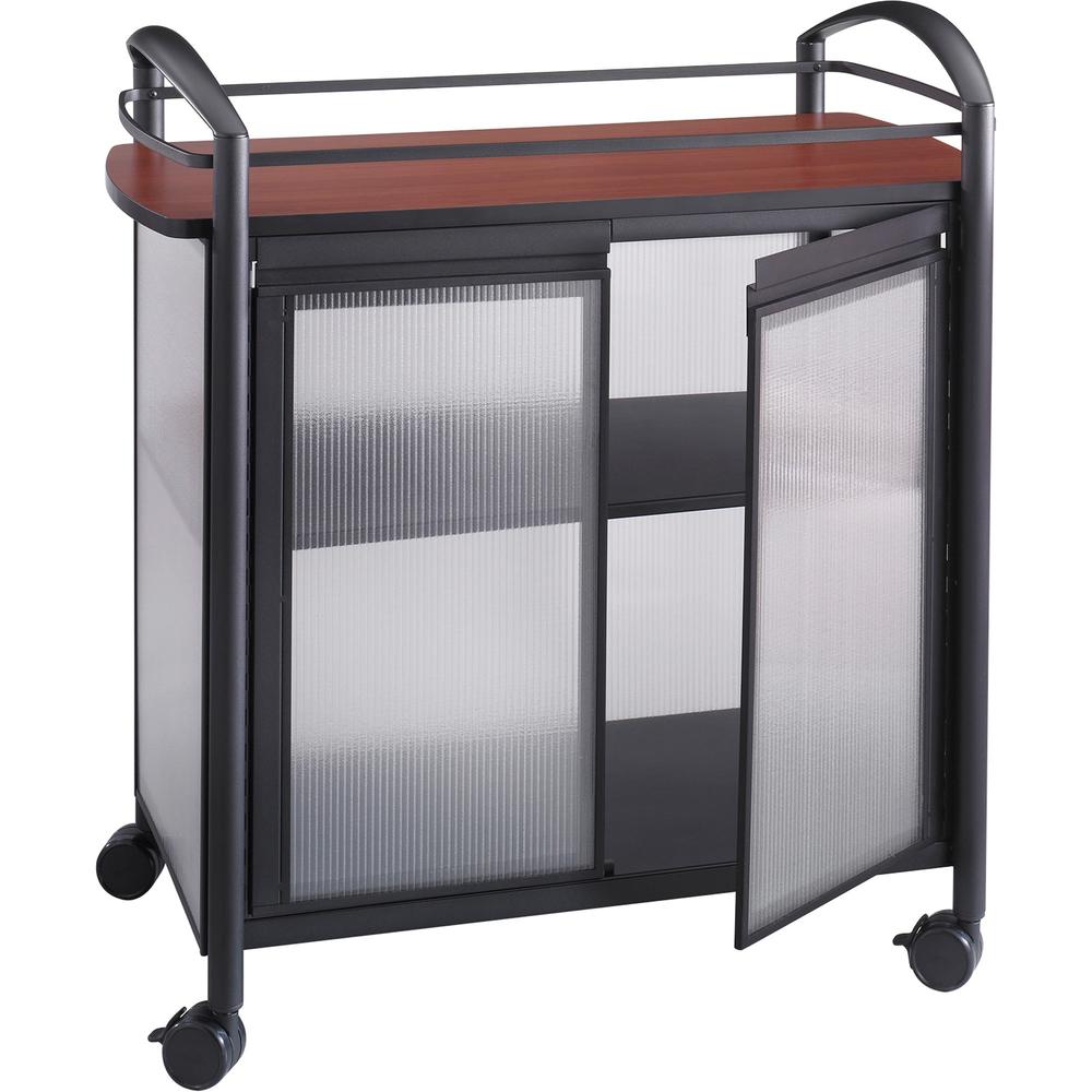 Safco Impromptu Refreshment Cart - 440.92 lb Capacity - 4 Casters - 2.50" Caster Size - Steel - x 34" Width x 21.3" Depth x 36.5" Height - Steel Frame - Black - 1 Each. Picture 4