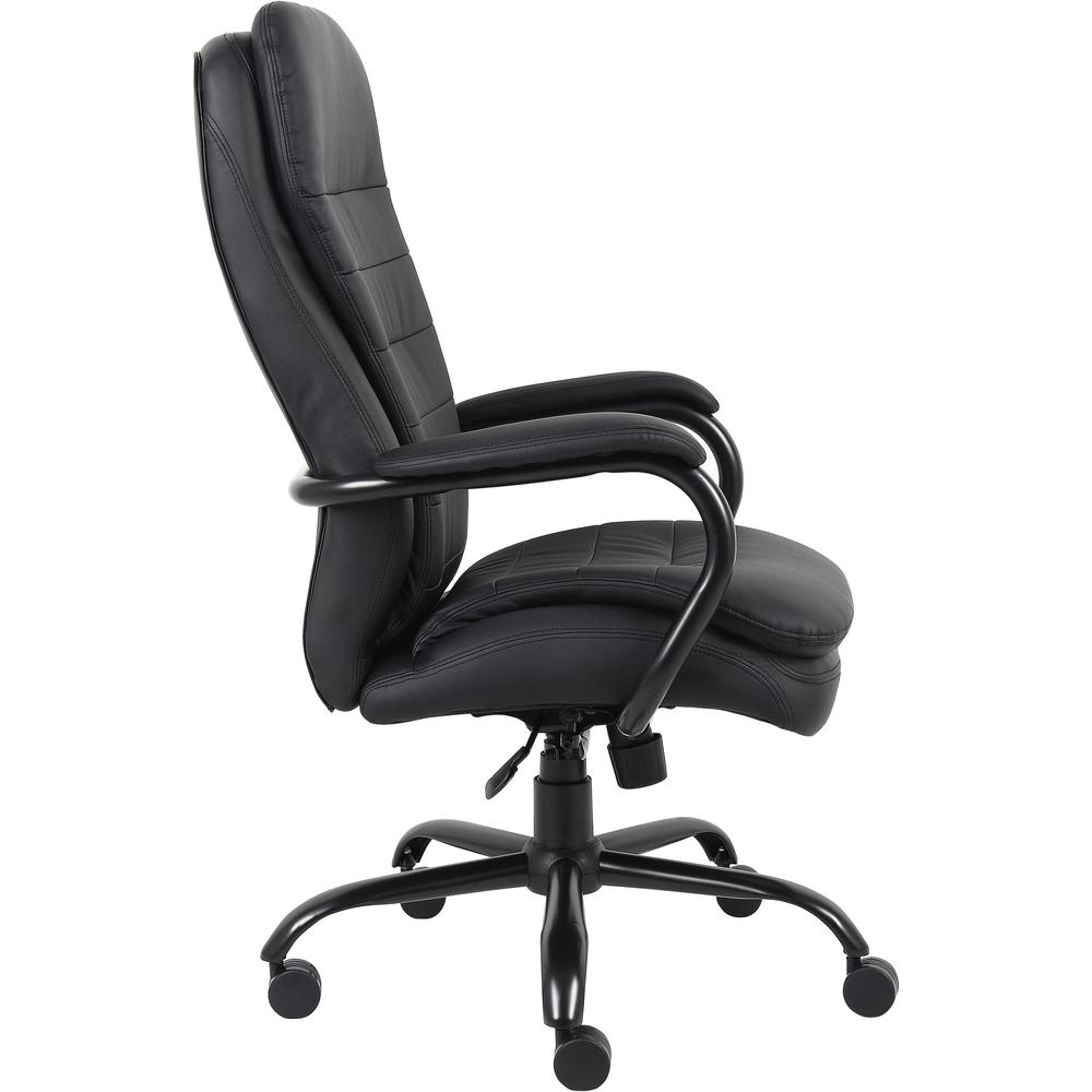 Lorell Big & Tall Double Cushion Executive High-Back Chair - Black Seat Color - Leather Seat Material - Black Back Color - Leather Back Material - 5-star Base - Black - 1 Each. Picture 8