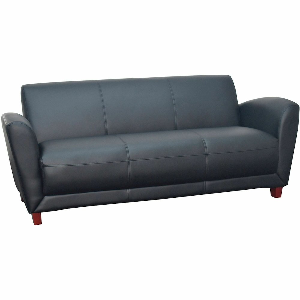 Lorell Accession Reception Sofa - 75" x 34.5" x 31.3" Overall Dimension - Leather Black Seat - Leather Black Back - 1 Each. Picture 14