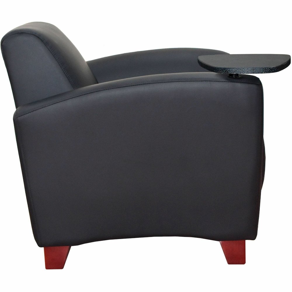 Lorell Accession Club Chair with Tablet Tray - Black Seat Color - Leather Seat Material - Four-legged Base - 1 Each. Picture 13