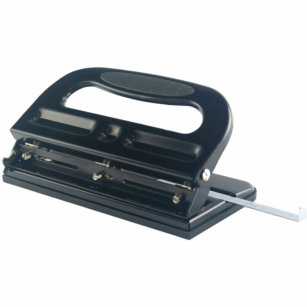 Business Source Three-hole Heavy-duty Punch - 3 Punch Head(s) - 40 Sheet of 20lb Paper - 9/32" Punch Size - Black. Picture 10