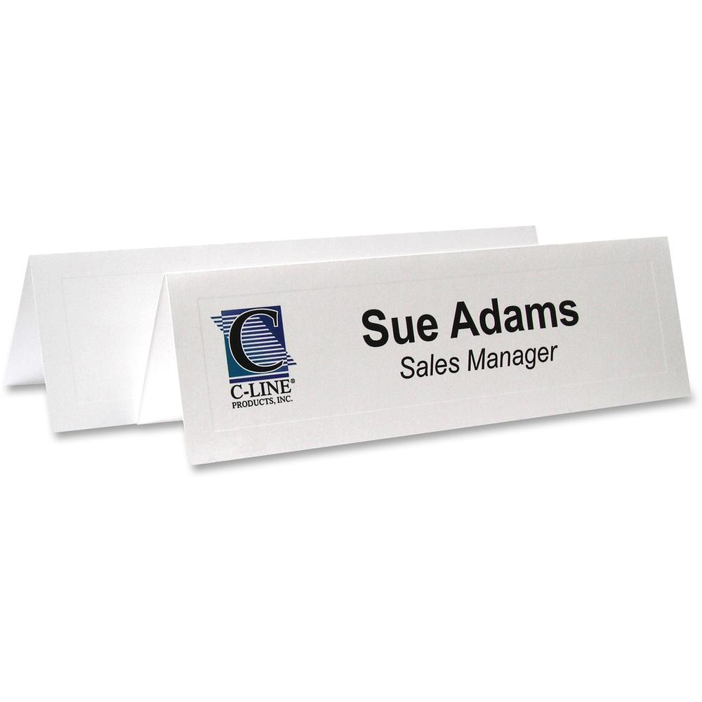 C-Line Embossed Cardstock Name Tents - Letter - 8 1/2" x 11" - 100 / Box - White. Picture 3