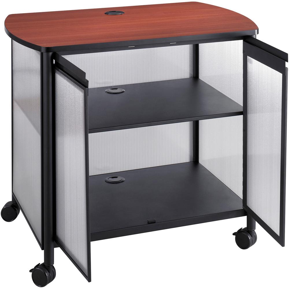 Safco Impromptu Black Deluxe Stand with Doors - 200 lb Load Capacity - 2 x Shelf(ves) - 30.8" Height x 34.8" Width x 25.5" Depth - Powder Coated, Laminate - Polycarbonate, Plastic, Steel - Black. Picture 4