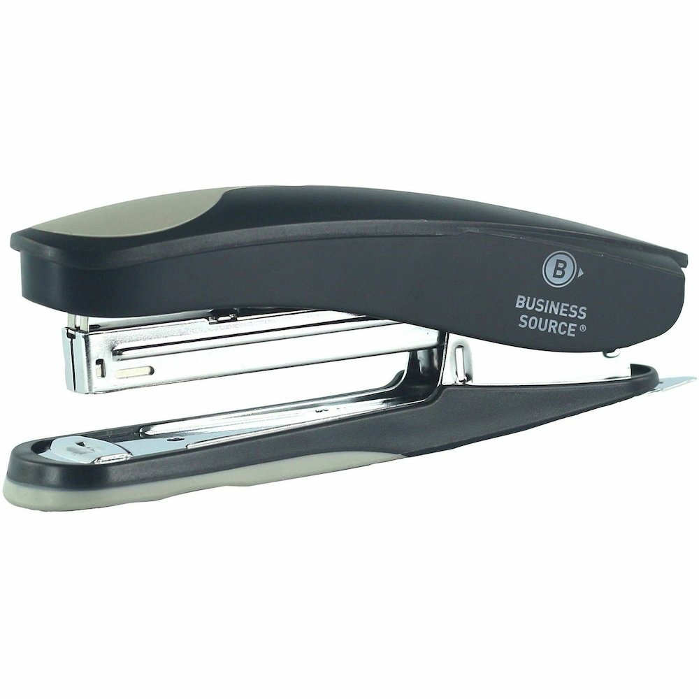 Business Source Dual Shot Full-strip Stapler - Staples Upto 20 Sheet of 20lb Paper - Holds Upto 210 Staple - Full Strip - Staple Size: 0.25" - Black - Plastic - 1 Each. Picture 9