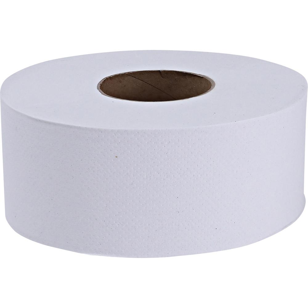 Genuine Joe Jumbo Dispenser Roll Bath Tissue - 2 Ply - 3.50" Width x 1000 ft Length - 9" Roll Diameter - 3 19/64" Core - White - 8 / Carton. Picture 7