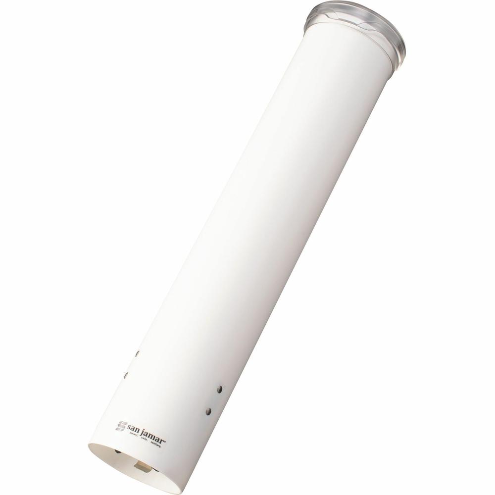 San Jamar Small Pull-type Water Cup Dispenser - 16" Tube - Pull Dispensing - Wall Mountable - Transparent White - Plastic - 1 Each. Picture 7