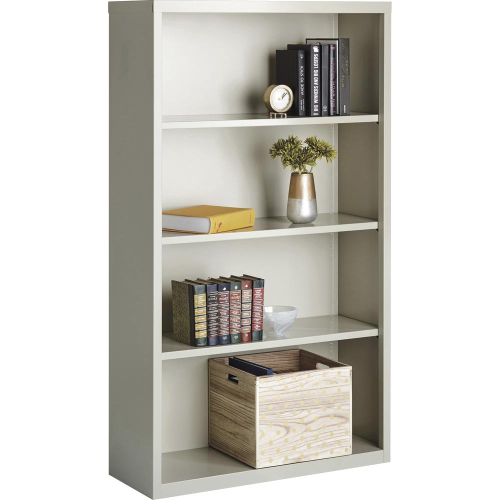 Lorell Fortress Series Bookcase - 34.5" Width x 13" Depth x 60" Height - 4 x Shelf(ves) - Light Gray - Powder Coated - Steel - Yes. Picture 4