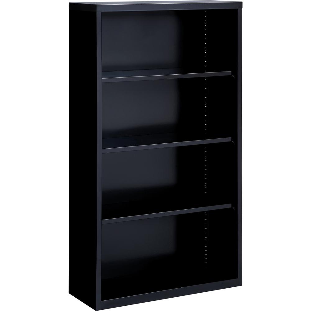 Lorell Fortress Series Bookcase - 34.5" Width x 13" Depth x 60" Height - 4 x Shelf(ves) - Black - Powder Coated - Steel - Yes. Picture 2