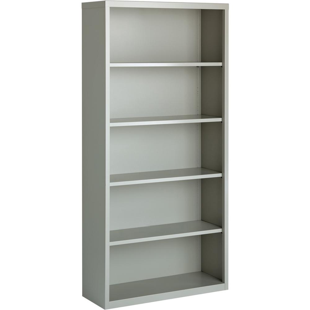 Lorell Fortress Series Bookcase - 34.5" Width x 13" Depth x 72" Height - 5 x Shelf(ves) - Light Gray - Powder Coated - Steel - Yes. Picture 2