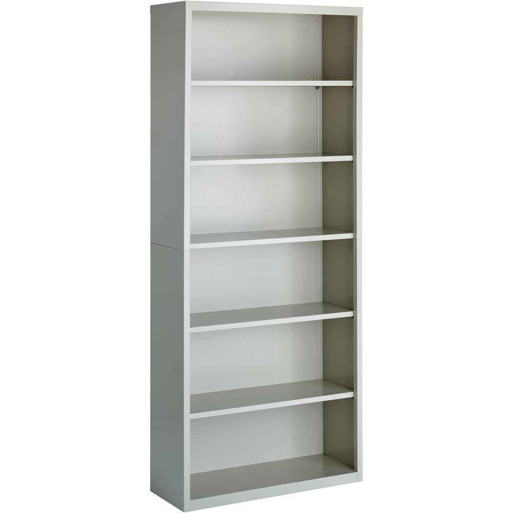 Lorell Fortress Series Bookcase - 34.5" Width x 13" Depth x 82" Height - 6 x Shelf(ves) - Light Gray - Powder Coated - Steel - Yes - Assembly Required. Picture 3