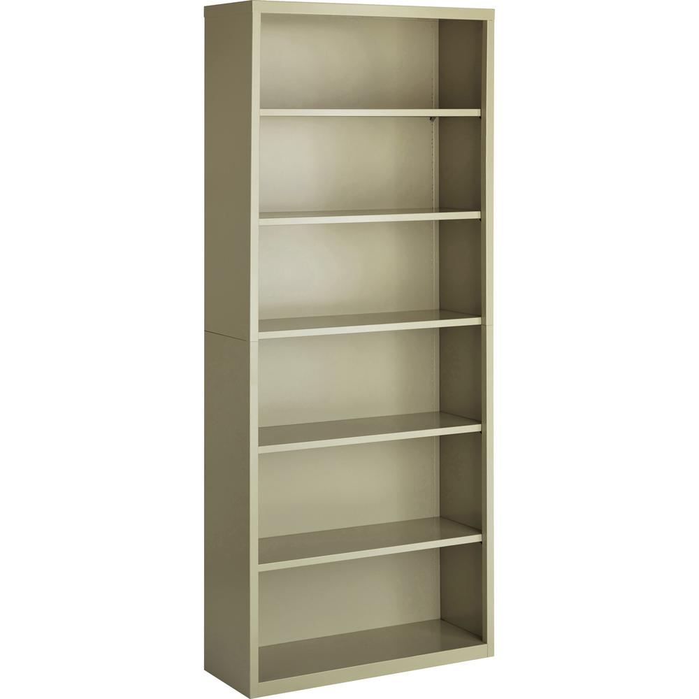 Lorell Fortress Series Bookcase - 34.5" Width x 13" Depth x 82" Height - 6 x Shelf(ves) - Putty - Powder Coated - Steel - Recycled. Picture 3
