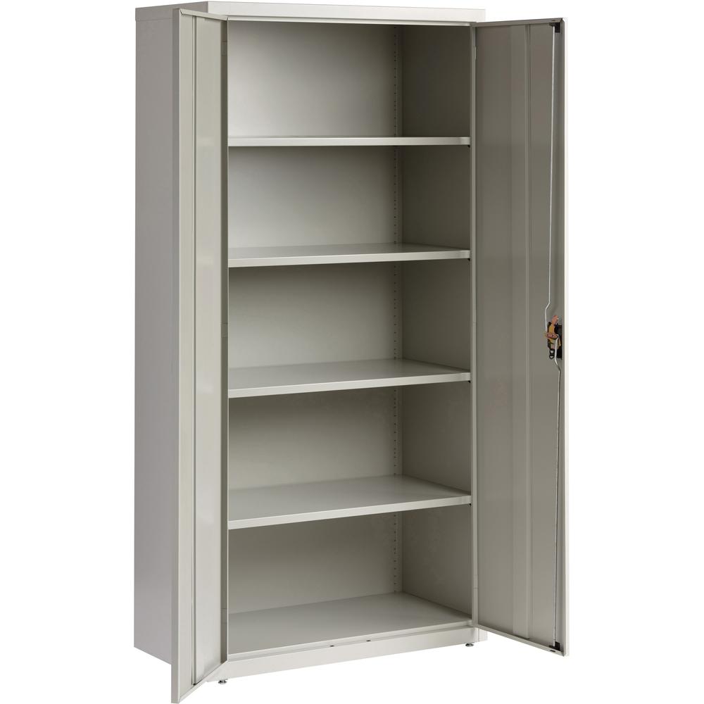 Lorell Fortress Series Storage Cabinet - 36" x 18" x 72" - 5 x Shelf(ves) - Recessed Locking Handle, Hinged Door, Durable - Light Gray - Powder Coated - Steel - Recycled. Picture 10