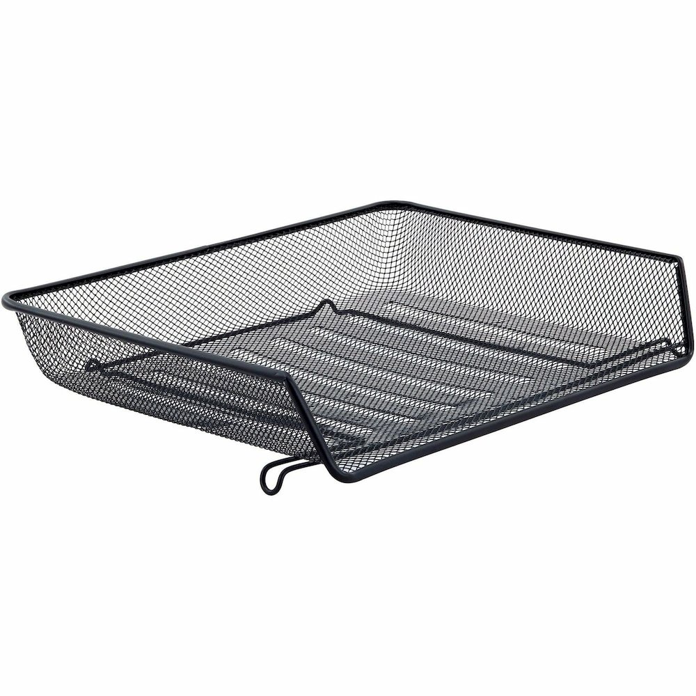 Lorell Side-loading Mesh Document Tray - 3" Height x 14.25" Width x 10.75" Depth - Stackable - Powder Coated - Black - Steel - 1 Set. Picture 14