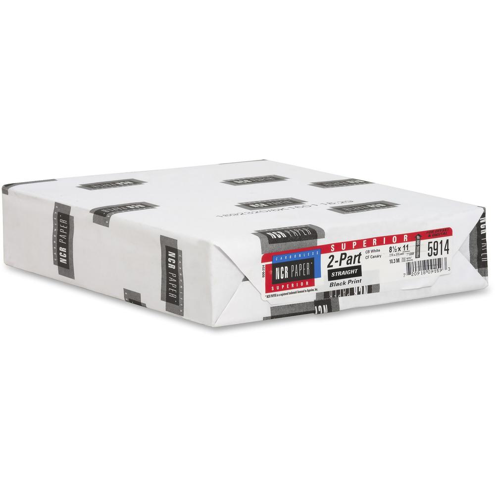 NCR Paper Superior 2-part Straight Carbonless Paper - White - 92 Brightness - Letter - 8 1/2" x 11" - 20.50 lb Basis Weight - 500 / Pack - Carbonless - White, Canary. Picture 4