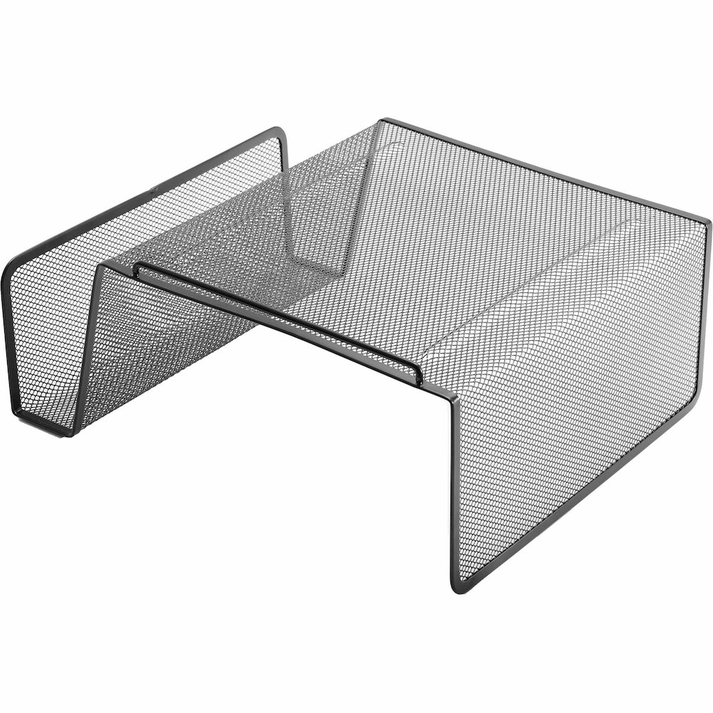 Lorell Mesh Wire Angled Height Mesh Phone Stand - 11.1" Height x 10.1" Width x 5.3" Depth - Steel - Black - 1 Each. Picture 4