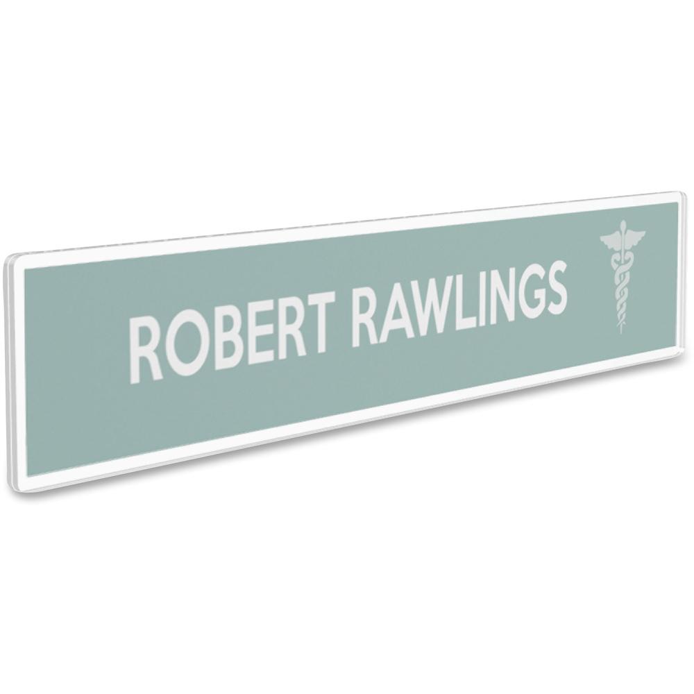 Deflecto Cubicle Nameplate Sign Holder - 8.5" Width x 2" Height - Rectangular Shape - Wall Mountable - Insertable, Magnetic - Plastic - Clear, Clear - 1 Each. Picture 12