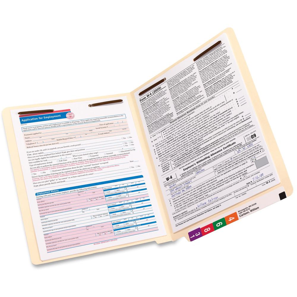 Smead TUFF Straight Tab Cut Letter Recycled End Tab File Folder - 8 1/2" x 11" - 3/4" Expansion - 2 x 2B Fastener(s) - 2" Fastener Capacity for Folder - Poly - Manila - 10% Recycled - 50 / Box. Picture 9