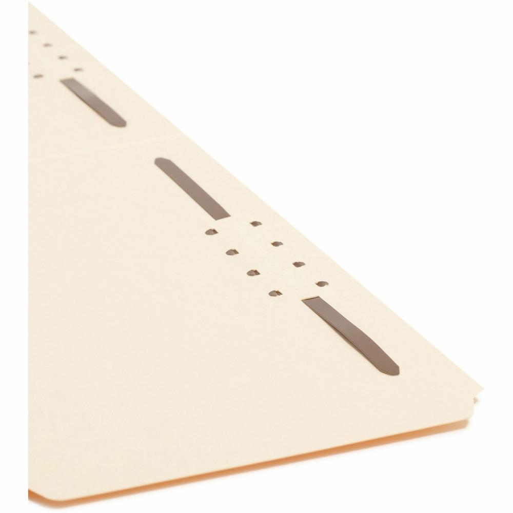 Smead 1/3 Tab Cut Legal Recycled Fastener Folder - 8 1/2" x 14" - 2 x 2K Fastener(s) - Top Tab Location - Assorted Position Tab Position - Manila - 10% Paper Recycled - 50 / Box. Picture 7