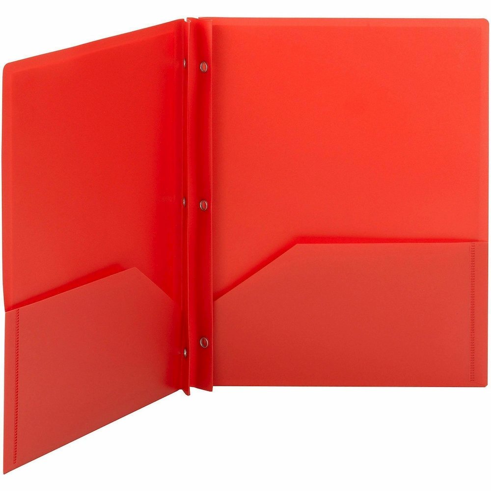 Smead Letter Pocket Folder - 8 1/2" x 11" - 80 Sheets Capacity - Double Tang Fastener - 2 Pocket - Polypropylene - Red - 25/Box - 25 / Box. Picture 7