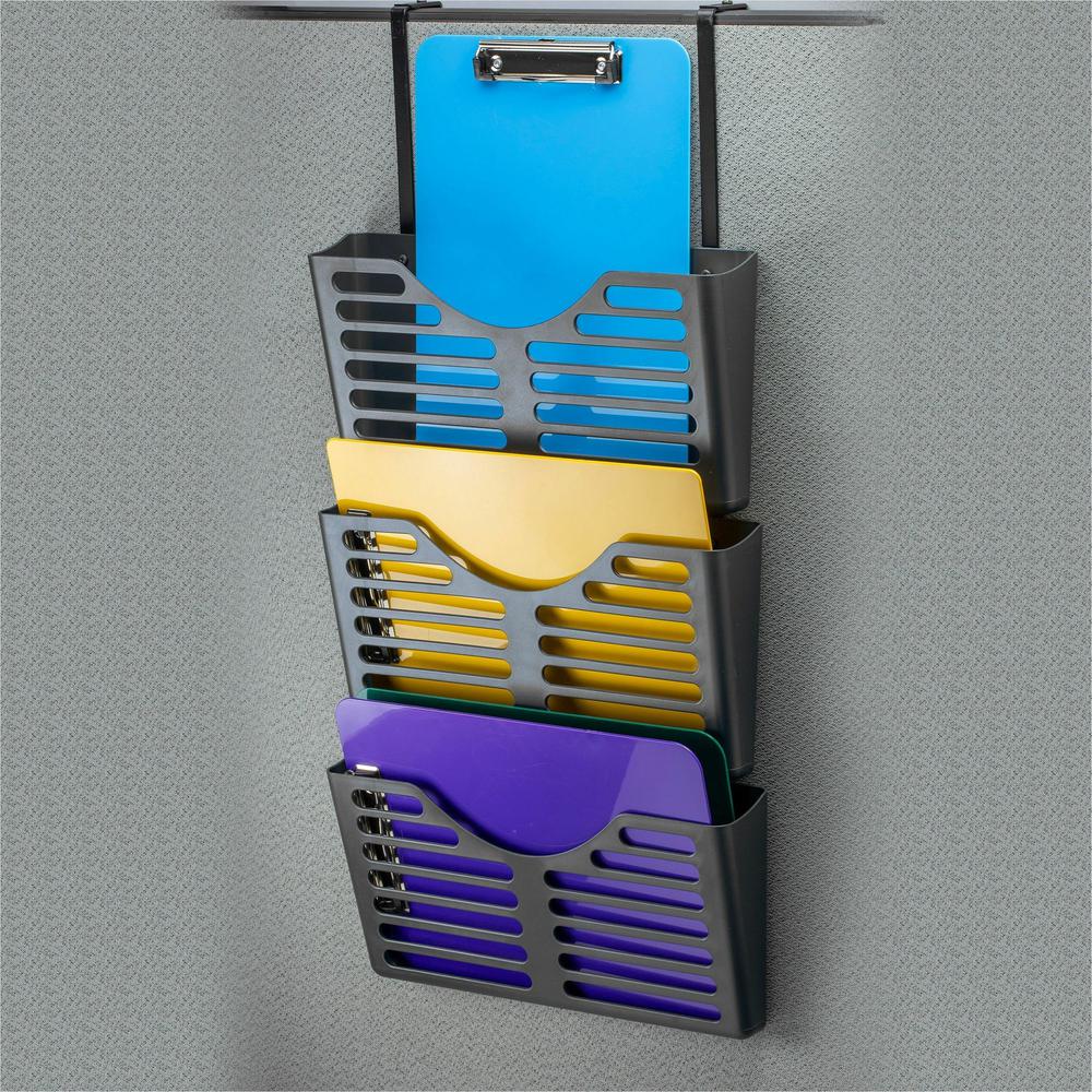 Lorell Hanging Triple Pocket File Set - 3 Pocket(s) - 30% Recycled - Black - Plastic - 1 Each. Picture 4
