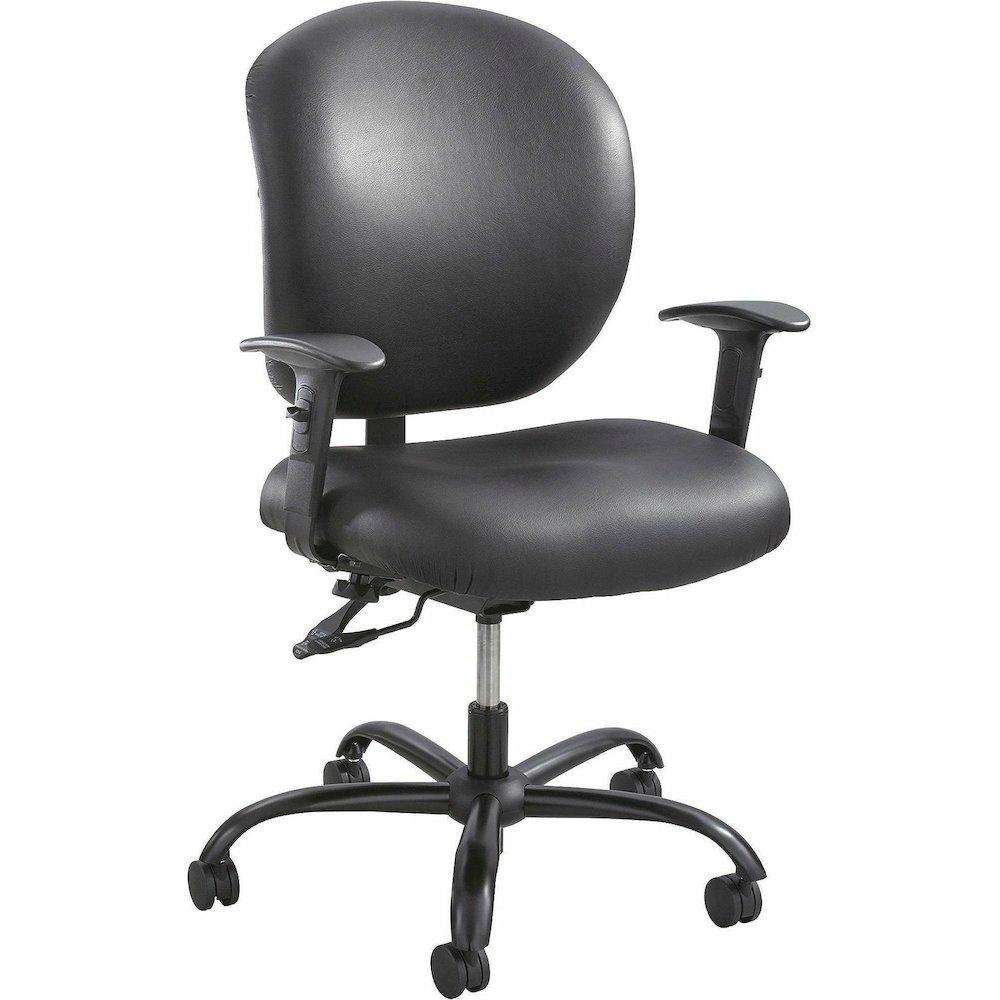 Safco Alday 24/7 Task Chair - Black Seat Color - Polyester Seat Material - Black Back Color - Vinyl Back Material - 5-star Base - Black - 1 Each. Picture 6