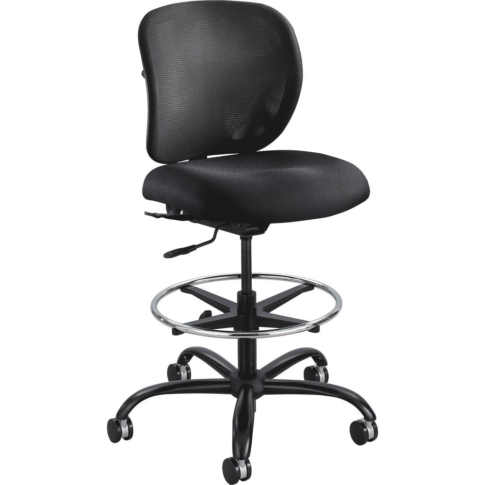 Safco Vue Heavy-duty Stool - Black Seat Color - Fabric Seat Material - Black Back Color - Mesh Back Material - 5-star Base - Black - 1 Each. Picture 4