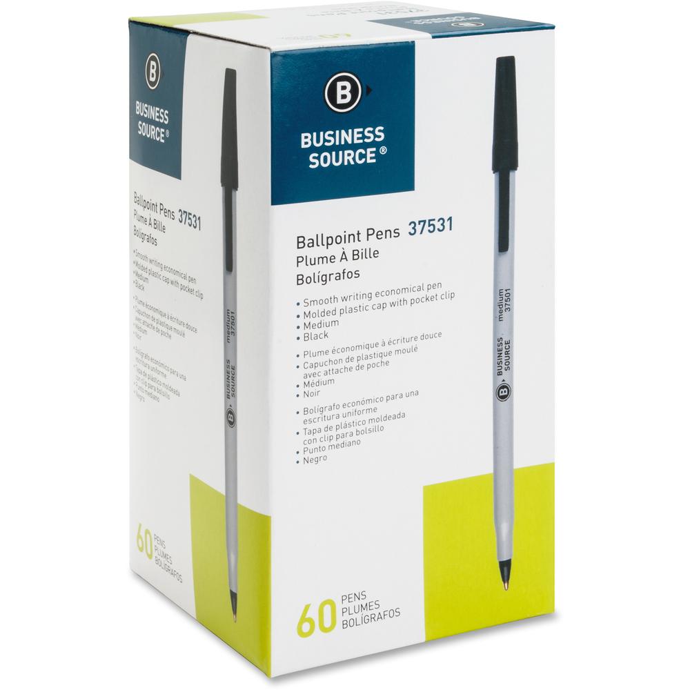 Business Source Bulk Pack Ballpoint Stick Pens - Black Ink - Tungsten Carbide Tip - 60 / Box. Picture 8