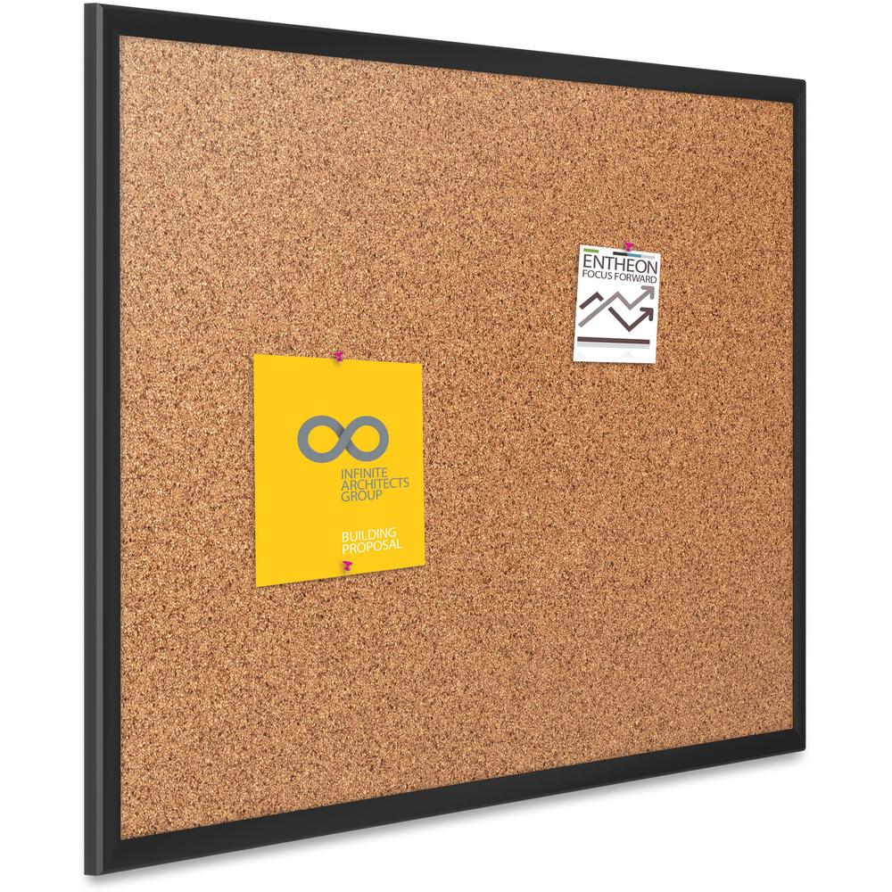 Quartet Classic Series Bulletin Board - 24" Height x 36" Width - Brown Natural Cork Surface - Self-healing, Durable, Sturdy - Black Aluminum Frame - 1 Each. Picture 6
