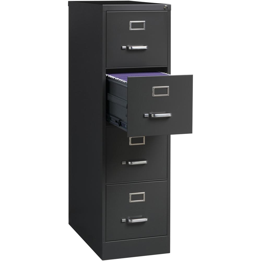 Lorell Fortress Series 26-1/2" Commercial-Grade Vertical File Cabinet - 15" Width x 26.5" Depth x 52" Height - 4 x Drawer(s) for File - Letter - Vertical - Drawer Extension, Security Lock, Label Holde. Picture 6