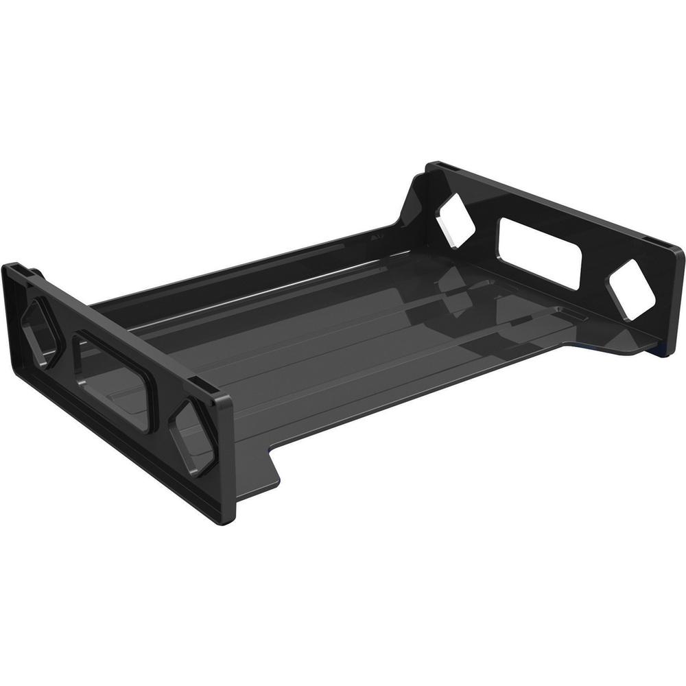 Deflecto Sustainable Office Stackable Desk Tray - 2.8" Height x 16.1" Width x 9" DepthDesktop - Stackable, Sturdy, Eco-friendly, Durable - 30% Recycled - Black - Plastic - 1 Each. Picture 3