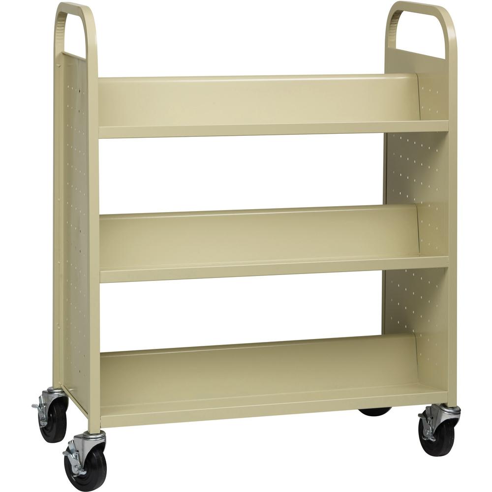 Lorell Double-sided Book Cart - 6 Shelf - 200 lb Load Capacity - 5" Caster Size - Steel - 36" Width x 19" Depth x 46" Height - Putty - 1 Each. Picture 8