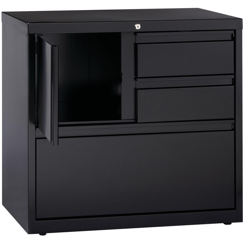 Lorell 30" Personal Storage Center Lateral File - 30" Width x 18.6" Depth x 28" Height - 3 x Drawer(s) for File, Box - A4, Letter, Legal - Hanging Rail, Glide Suspension, Grommet, Cable Management, In. Picture 7
