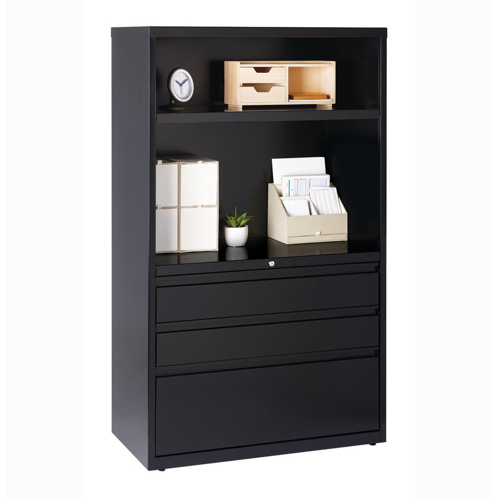 Lorell File/File Lateral File Combo Unit - 36" Width x 18.6" Depth x 60" Height - 2 x Shelf(ves) - 3 x Drawer(s) for Box, File - Legal, Letter, A4 - Lateral - Cable Management, Leveling Glide, Adjusta. Picture 4