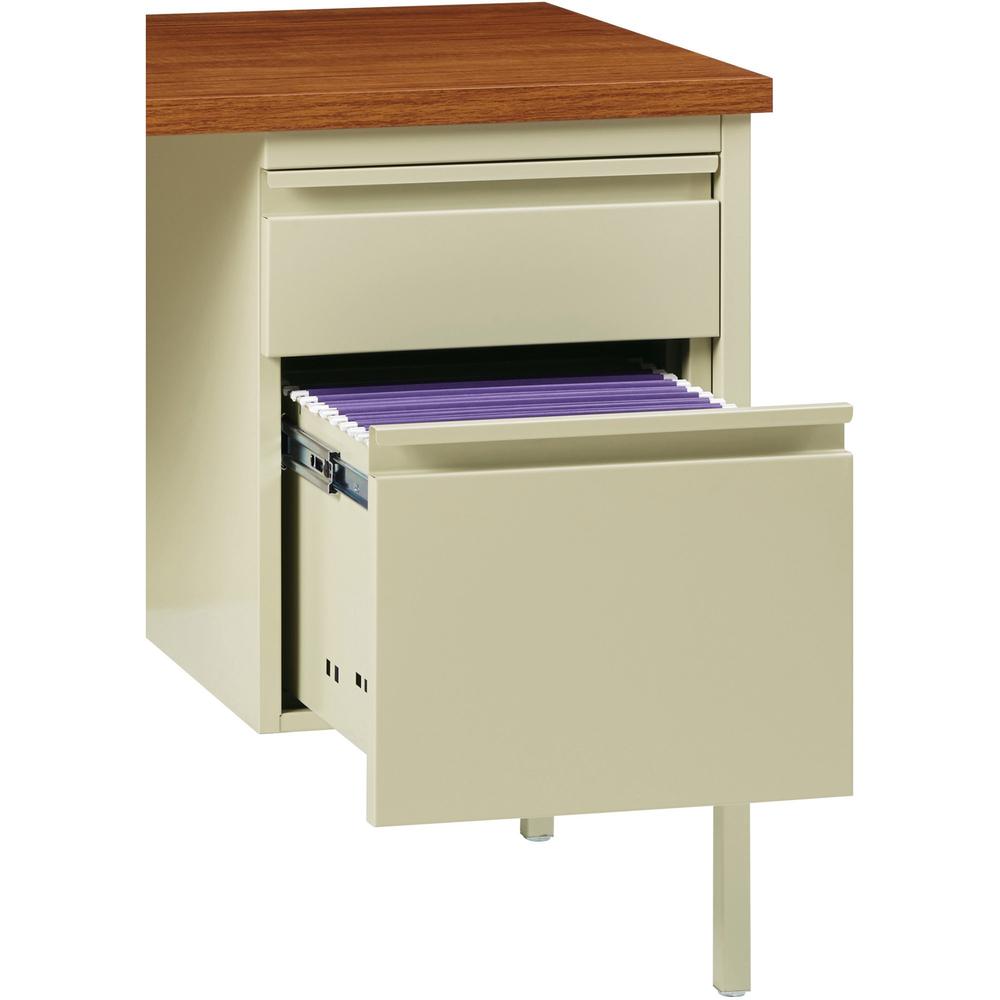 Lorell Fortress Series 48" Right Single-Pedestal Desk - Oak Laminate Rectangle Top - 30" Table Top Length x 48" Table Top Width x 1.13" Table Top Thickness - 29.50" Height - Business Environment, Educ. Picture 6