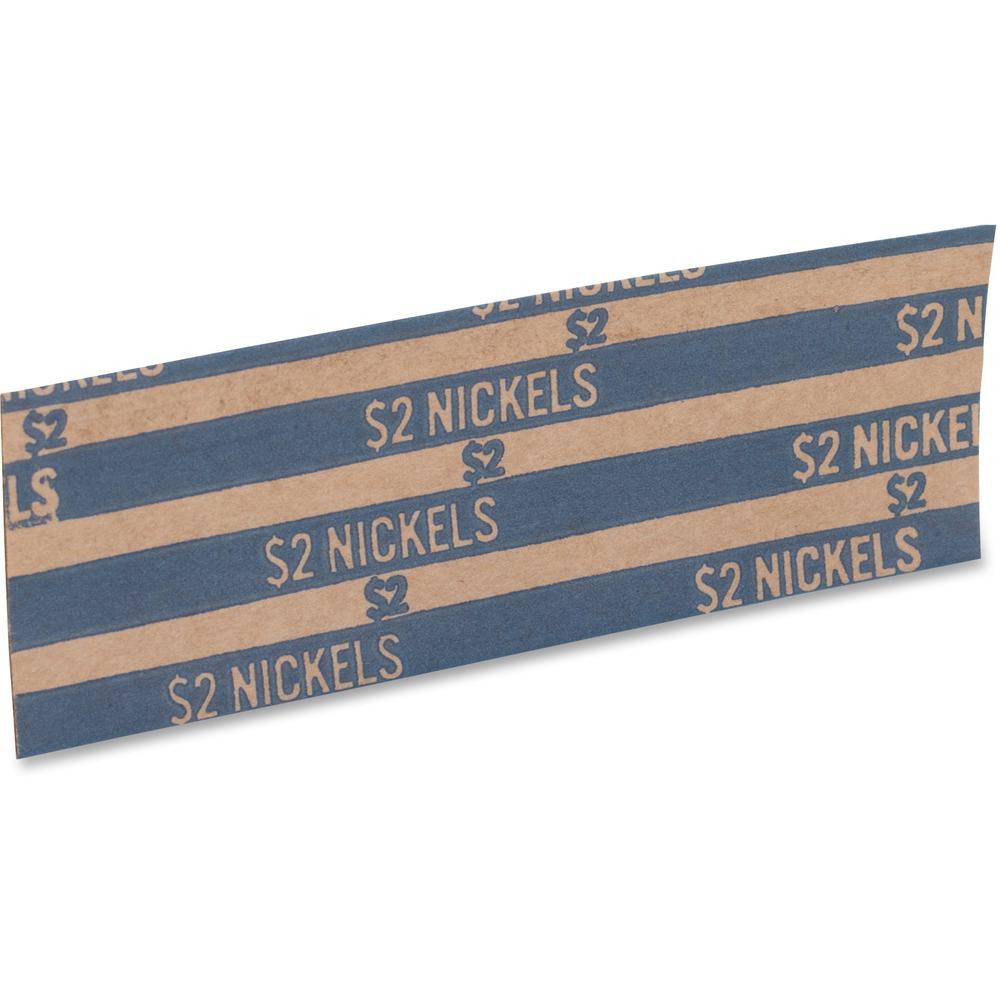 PAP-R Flat Coin Wrappers - Total $2.00 in 40 Coins of 5¢ Denomination - Heavy Duty - Paper, Kraft - Blue - 1000 / Box. Picture 5