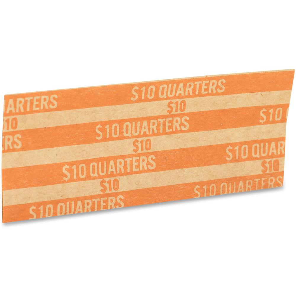 PAP-R Flat Coin Wrappers - Total $10 in 40 Coins of 25¢ Denomination - Heavy Duty - Paper - Kraft - 1000 / Box. Picture 4