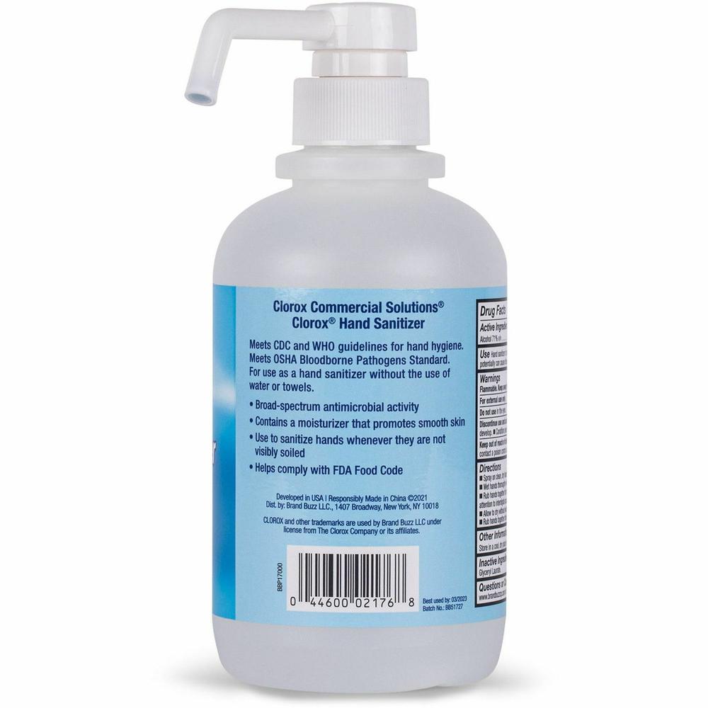 Clorox Commercial Solutions Hand Sanitizer - 16.9 fl oz (500 mL) - Pump Bottle Dispenser - Kill Germs - Hand - Moisturizing - Clear - Non-sticky, Non-greasy - 12 / Carton. Picture 5