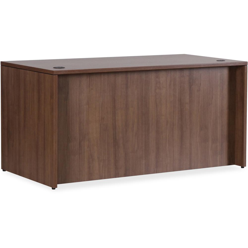 Lorell Essentials Series Rectangular Desk Shell - 29.5" Height x 70.9" Width x 35.4" Depth x 1" Thickness Top, 29.5" Height x 70.9" Width x 35.4" Depth Desk - Finish: Walnut Laminate - Lockable, Gromm. Picture 5