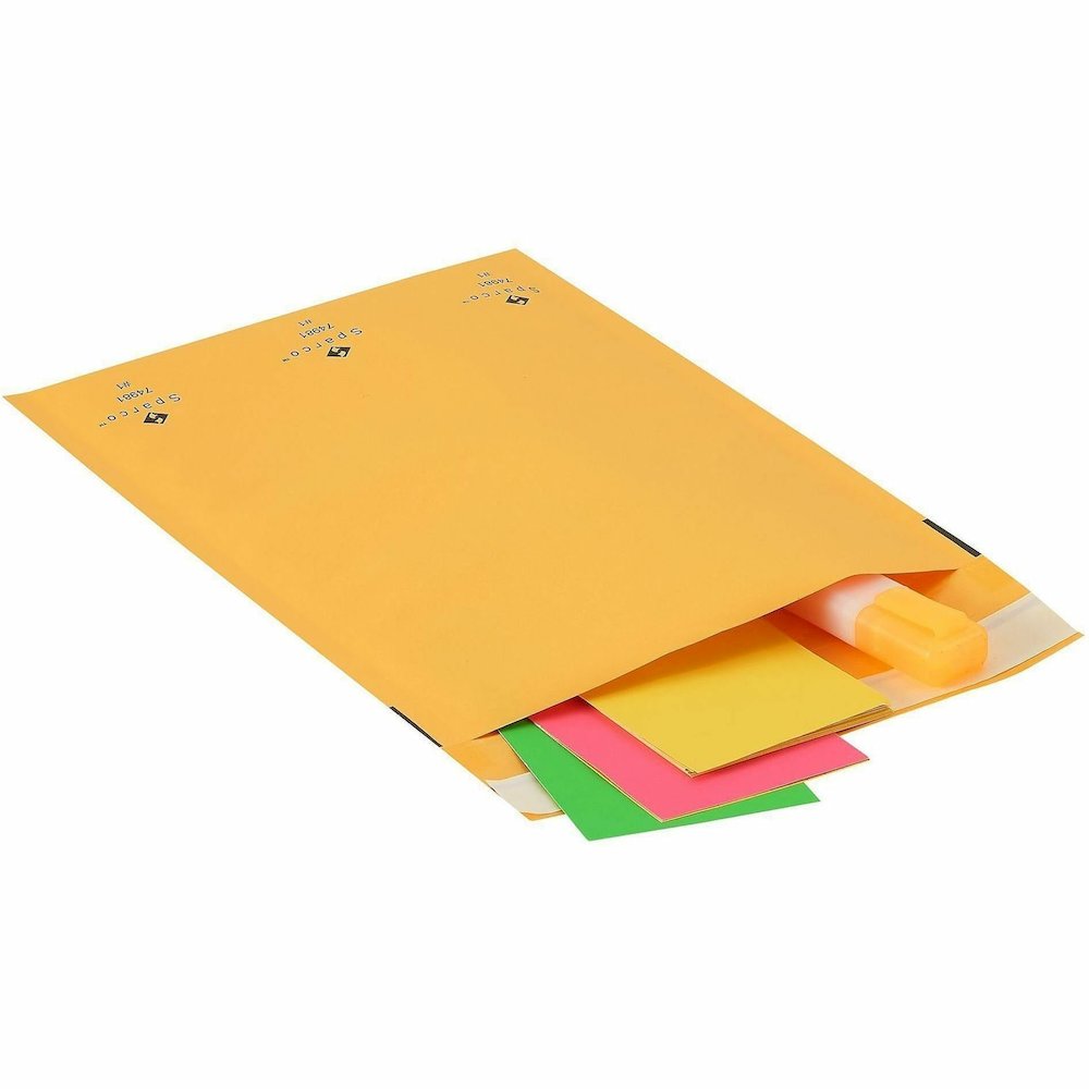 Sparco Size 1 Bubble Cushioned Mailers - Bubble - #1 - 7 1/2" Width x 12" Length - Self-sealing - Kraft - Kraft - 100 / Carton. Picture 9