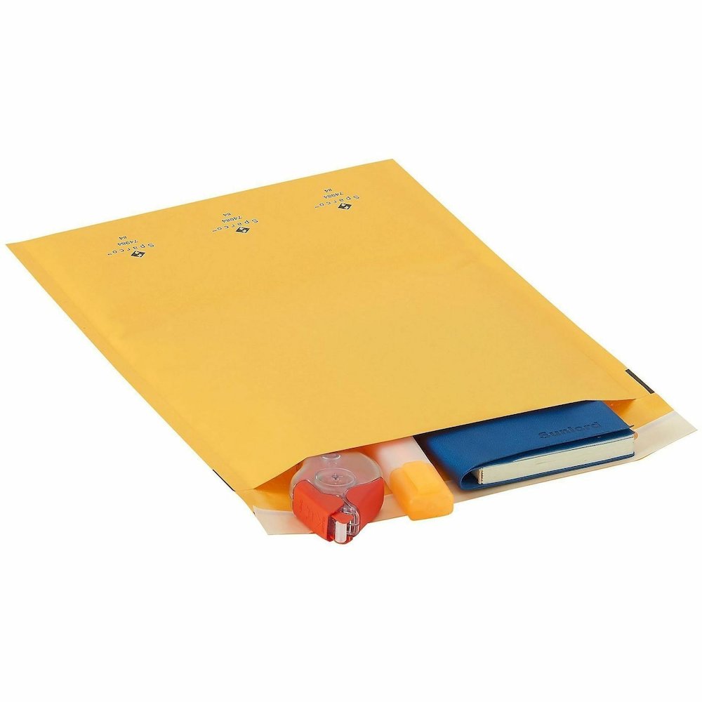Sparco Size 4 Bubble Cushioned Mailers - Bubble - #4 - 9 1/2" Width x 14 1/5" Length - Self-sealing - Kraft - Kraft - 100 / Carton. Picture 9